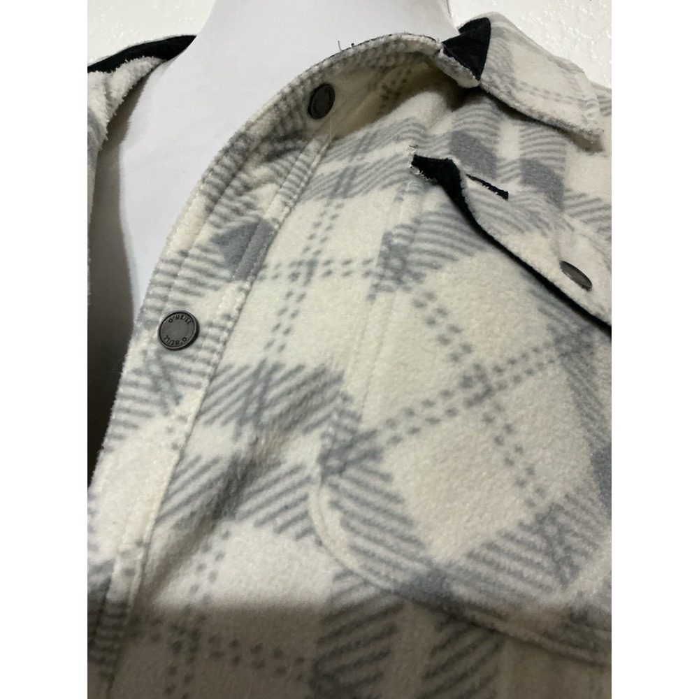 Men's O'Neill Plaid Flannel Shirt Jacket Gray White Snap Button Size XL - Picture 3 of 7